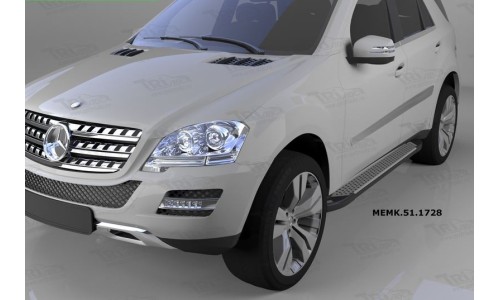 Пороги алюминиевые (Sapphire Silver) Mercedes ML W164 (2006-2011) на Mercedes-Benz GL-Class 164 (2006-2012) 