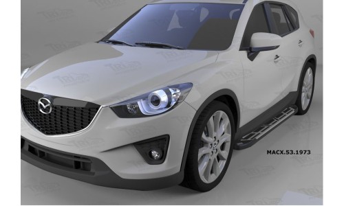 Пороги алюминиевые (Corund Silver) Mazda (Мазда) CX5 (2012-2015 /2015-) на Mazda CX-5 (2011-2015) 