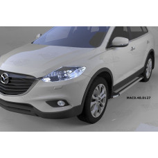 Пороги алюминиевые (Brillant) Mazda (Мазда) CX9 (2013-) (серебр)