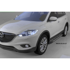Пороги алюминиевые (Corund Silver) Mazda (Мазда) CX9 (2013-)