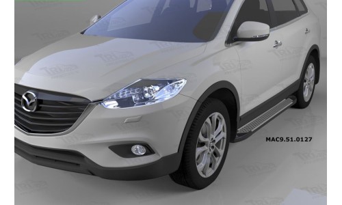 Пороги алюминиевые (Sapphire Silver) Mazda (Мазда) CX9 (2013-) на Mazda CX-9 (2013-2017) 
