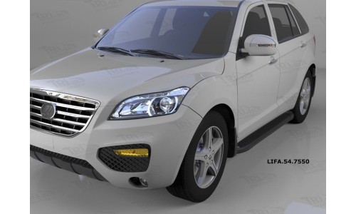 Пороги алюминиевые (Sapphire Black) Lifan X60 (2011-) на Lifan X60 (2011-2016) 
