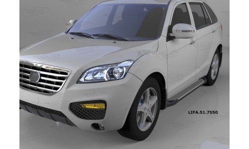 Пороги алюминиевые (Sapphire Silver) Lifan X60 (2011-) на Lifan X60 (2011-2016) 