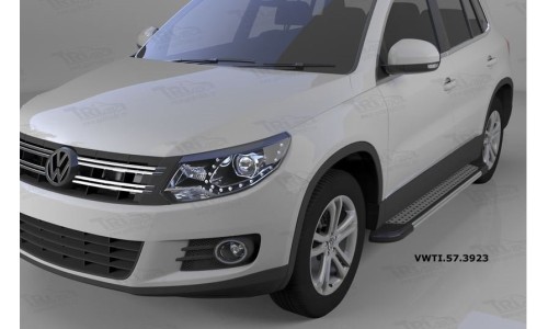 Пороги алюминиевые (Topaz) Volkswagen Tiguan (Тигуан) (2008-) на Volkswagen Tiguan (2007-2010) 
