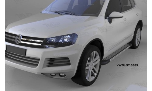 Пороги алюминиевые (Topaz) Volkswagen Touareg (Туарег) (2004-) на Volkswagen Touareg (2002-2010) 