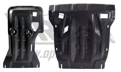 Защита картера двигателя и кпп VW Touareg (Туарег) V-все, кроме 4,1D(10-)(Композит 10 мм) из 2х част на Volkswagen Touareg (2002-2010) 