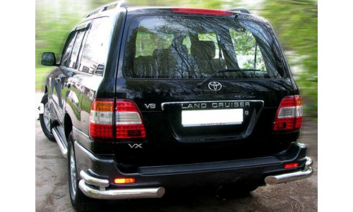 Защита заднего бампера Toyota Land Cruiser 100 (1998-2007) (уголки) d 70/48 на Toyota Land Cruiser 100 (1997-2008) 