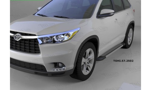 Пороги алюминиевые (Topaz) Toyota Highlander (Тойота Хайлендер) (2014-) на Toyota Highlander (2014-2016) 