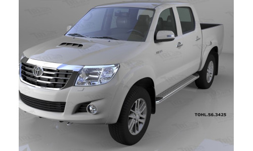 Пороги алюминиевые (Opal) Toyota HiLux (2012-2015) на Toyota Hilux Revo (2015-) 