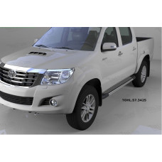 Пороги алюминиевые (Topaz) Toyota HiLux (2012-2015)