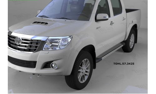 Пороги алюминиевые (Topaz) Toyota HiLux (2012-2015) на Toyota Hilux Vigo (2006-2015) 