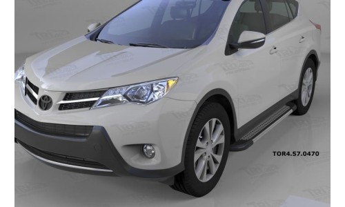 Пороги алюминиевые (Topaz) Toyota RAV4 (Тойота РАВ4) (2013-/ 2015-) силовой крепеж на Toyota Rav4 (2013-2015) 