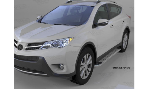 Пороги алюминиевые (Opal) Toyota RAV4 (Тойота РАВ4) (2013-/ 2015-) силовой крепеж на Toyota Rav4 (2013-2015) 