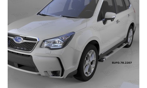 Пороги алюминиевые (Emerald silver ) Subaru Forester (2013-) на Subaru Forester (2013-2015) 