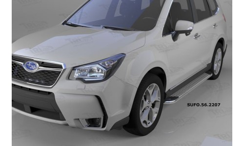Пороги алюминиевые (Opal) Subaru Forester (2013-) на Subaru Forester (2013-2015) 