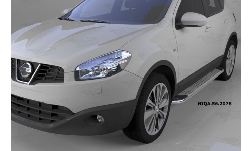 Пороги алюминиевые (Opal) Nissan Qashqai (Ниссан Кашкай) (2006-2014) на Nissan Qashqai (2007-2010) 