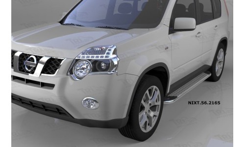 Пороги алюминиевые (Opal) Nissan X-Trail (Ниссан Икстрейл) (2007-2010-2014) на Nissan X-Trail T31 (2007-2010) 