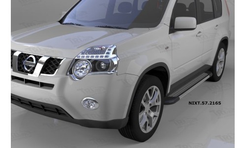 Пороги алюминиевые (Topaz) Nissan X-Trail (Ниссан Икстрейл) (2007-2010-2014) на Nissan X-Trail T31 (2007-2010) 