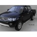 Пороги алюминиевые (Brillant) Mitsubishi L200 (2006-2013 / 2014- / 2015-) (черн/нерж) на Mitsubishi L200 (2006-2013) 