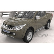 Пороги алюминиевые (Topaz) Mitsubishi L200 (2006-2013 / 2014- / 2015-)