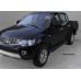 Пороги алюминиевые (Sapphire Black) Mitsubishi L200 (2006-2013 / 2014- / 2015-) на Mitsubishi L200 (2006-2013) 