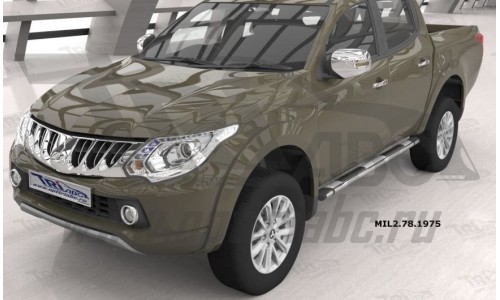 Пороги алюминиевые (Emerald silver ) Mitsubishi L200 (2006-2013/2014- / 2015-) на Mitsubishi L200 (2006-2013) 