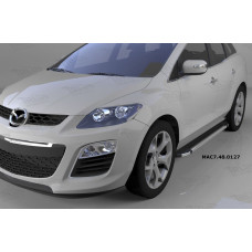 Пороги алюминиевые (Brillant) Mazda (Мазда) CX7 (2011-) (черн/нерж)
