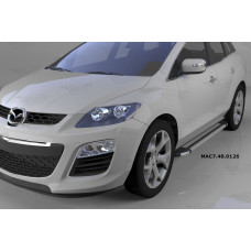 Пороги алюминиевые (Brillant) Mazda (Мазда) CX7 (2011-) (серебр)