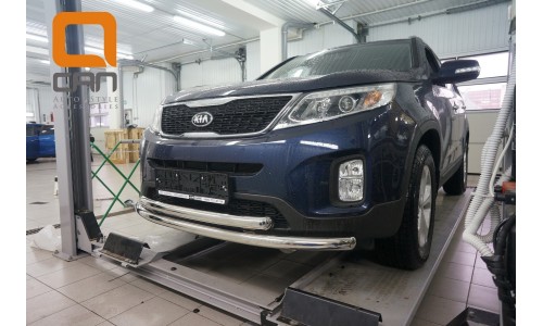 Защита переднего бампера Kia Sorento (Киа Соренто) (2012-) (двойная) d 60/60 на Kia Sorento (2012-) 