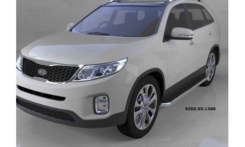 Пороги алюминиевые (Ring) Kia Sorento (Киа Соренто) (2012-) на Kia Sorento (2012-) 