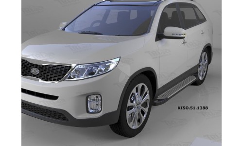 Пороги алюминиевые (Sapphire Silver) Kia Sorento (Киа Соренто) (2012-) на Kia Sorento (2012-) 