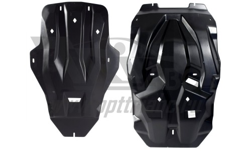 Защита картера двигателя и кпп Infiniti (Инфинити) QX80 (QX56 (2013-))+РК, из 2-х частей (Композит 8 на Infiniti QX56 (2011-2014) 