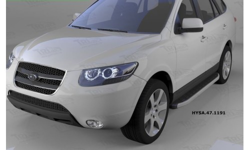Пороги алюминиевые (Alyans) Hyundai Santa Fe (Хёндай Санта Фе) (2006-2010-2012) кроме Тагаз на Hyundai Santa Fe (2006-2010) 
