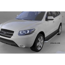Пороги алюминиевые (Ring) Hyundai Santa Fe (Хёндай Санта Фе) (2006-2010-2012) кроме Тагаз
