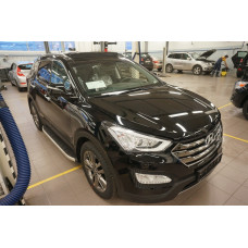 Пороги алюминиевые (Alyans) Hyundai Santa Fe (Хёндай Санта Фе) (2012-/2013-/2015-)
