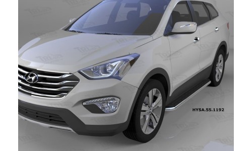 Пороги алюминиевые (Ring) Hyundai Santa Fe (Хёндай Санта Фе) (2012-/2013-/2015-) на Hyundai Santa Fe (2013-2018) 