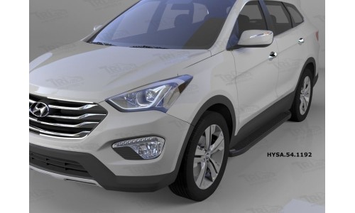 Пороги алюминиевые (Sapphire Black) Hyundai Santa Fe (Хёндай Санта Фе) (2012-/2013-/2015-) на Hyundai Santa Fe (2013-2018) 