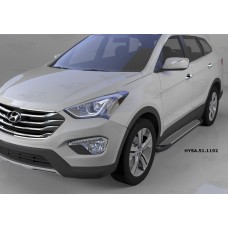 Пороги алюминиевые (Sapphire Silver) Hyundai Santa Fe (Хёндай Санта Фе) (2012-/2013-/2015-)