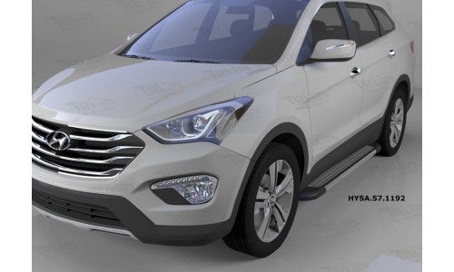 Пороги алюминиевые (Topaz) Hyundai Santa Fe (Хёндай Санта Фе) (2012-/2013-2015-) на Hyundai Santa Fe (2013-2018) 