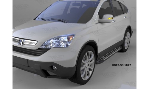 Пороги алюминиевые (Corund Silver) Honda (Хонда) CR-V (2007-2012) на Honda CR-V (2007-2012) 
