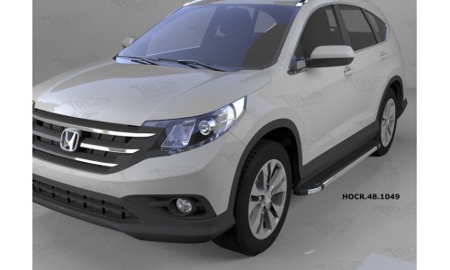 Пороги алюминиевые (Brillant) Honda (Хонда) CR-V (2012--2014 / 2015-) (черн/нерж) на Honda CR-V (2012-2015) 