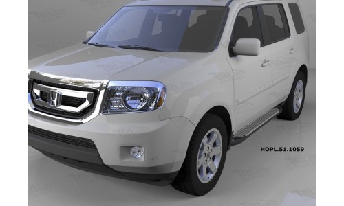 Пороги алюминиевые (Sapphire Silver) Honda (Хонда) Pilot (2008-2010/2010-) на Honda Pilot (2008-2011) 
