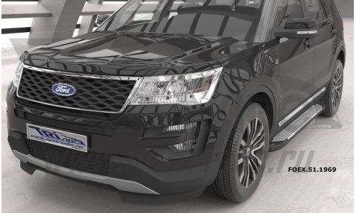 Пороги алюминиевые (Sapphire Silver) Ford Explorer (2011-) на Ford Explorer (2011-2015) 