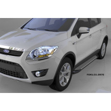 Пороги алюминиевые (Sapphire Silver) Ford Kuga (2008-2013)