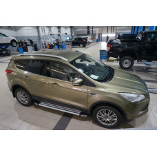 Пороги алюминиевые (Brillant) Ford Kuga (2013-) (серебр)