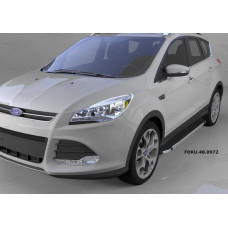 Пороги алюминиевые (Brillant) Ford Kuga (2013-) (черн/нерж)