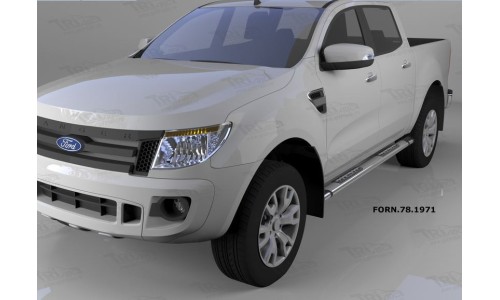 Пороги алюминиевые (Emerald silver ) Ford Ranger (2012-) 4 дв. на Ford Ranger T6 (2012-2016) 