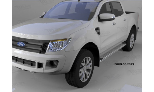 Пороги алюминиевые (Opal) Ford Ranger (2012-) на Ford Ranger T6 (2012-2016) 