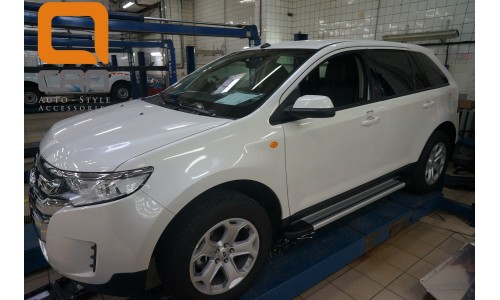 Пороги алюминиевые (Brillant) Ford Edge (2014-) (серебр) на Ford Edge (2014-2015) 