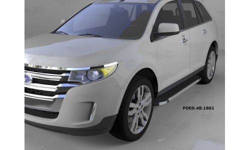 Пороги алюминиевые (Brillant) Ford Edge (2014-) (черн./нерж.) на Ford Edge (2014-2015) 